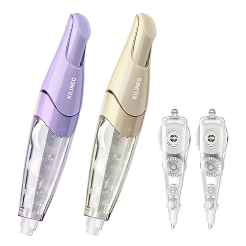 Refillable Retractable White Correction Tape, Pen Shaped White Smooth Pull Out Japanese Aesthetic Cute Correction Tape for Office Supplies, 4 PCS (ZH-87)