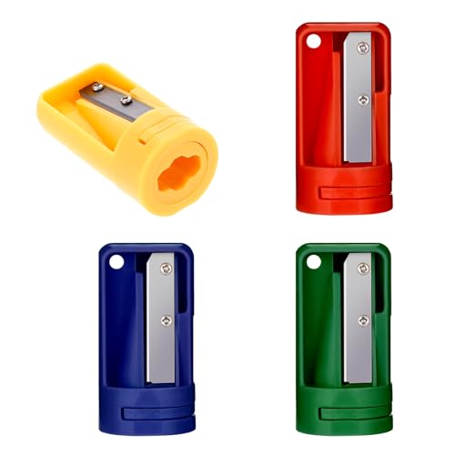 4 Pack Carpenter Pencil Sharpener, Colourful Manual Woodwork Pencil Cutter, Portable Travel Pencils Sharpening Tool, Heavy Duty Manual Construction Pencils Sharpener for Woodworking, 4 Colors