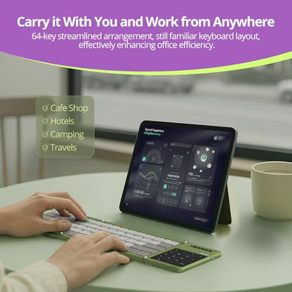 Nillkin Pocket Foldable Keyboard with Touchpad & Wireless Bluetooth, Portable Travel Keyboard for Home or Mobile Office Replaces Keypads and Mouse Combo, Compatible with iPad, Laptop, Tablet - Green - color: Green