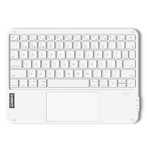 Inateck Bluetooth Keyboard with Touchpad, Ultra Slim and Portable Wireless QWERTY Keyboard, Compatible with Windows and iPad OS, KB01105,White - color: White