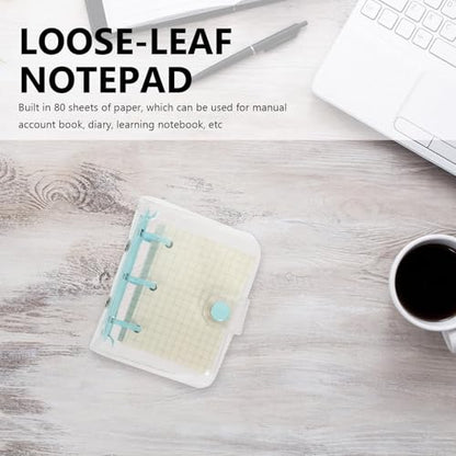 MUCKLILY 3-ring Loose-leaf Notebook Mini Binder with Blue Clips, Multi-function Notepad for Scrapbooking and Note Taking, Smooth Writing Memo Book for School and Office Use
