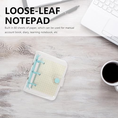 Parliky Mini 3-ring Loose-leaf Notepad with Blue Binder, Portable Small Notebook for Students Scrapbooking and Note Taking, Refillable Writing Pad for Office and School Use