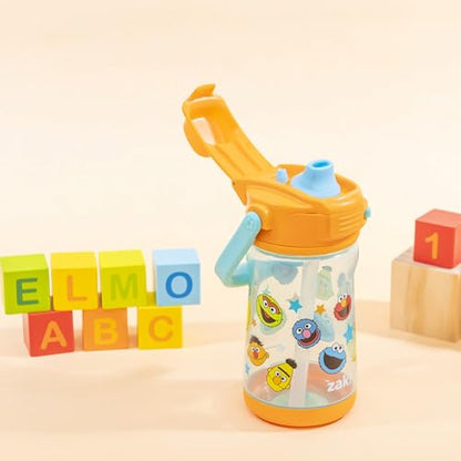 Zak Designs Sesame Street Beacon Kid Water Bottle for Travel or At Home, 12oz Plastic is Durable and Leak-Proof with Liquid Lock Spout, Cover, Carry Handle, Protective Base (Elmo & Friends) - color: Sesame Street (Elmo & Friends)