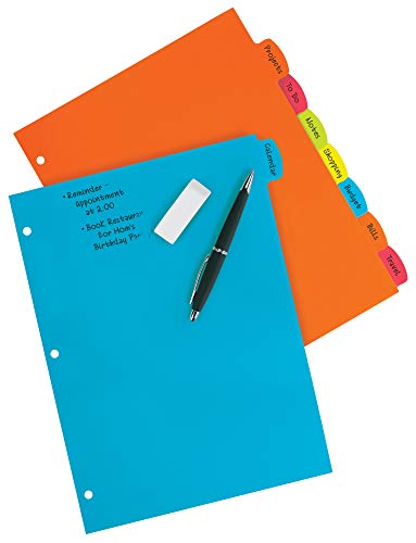 Avery Big Tab Write & Erase Durable Plastic Dividers for 3 Ring Binders, 8-Tab Set, Bright Multicolor, 1 Set (16130) - size: 8 tab, style: 1 Set
