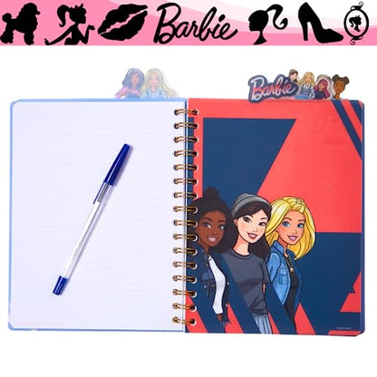Barbie Tab Journal Notebook, Spiral Bound, 96 Lined Pages, 8 x 7 inches, Purple - style: Barbie
