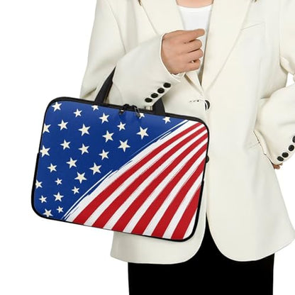10 Inch American Flag Laptop Sleeve, Red White and Blue Laptop Cover Computer Bag Tablet Carrying Case, Zipper Tote Bags Notebook Sleeves Independence Day Gifts for Men Women - color: American Flag, size: 10 Inch