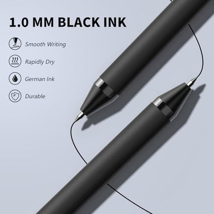 208 Pack Black Pens - Bulk Pens 1.0mm No Bleed Retractable Ballpoint Pens | Medium Point Smooth Writing Black Ink Click Pen for Waitress, Server, Office, business - color: Black (Black ink)