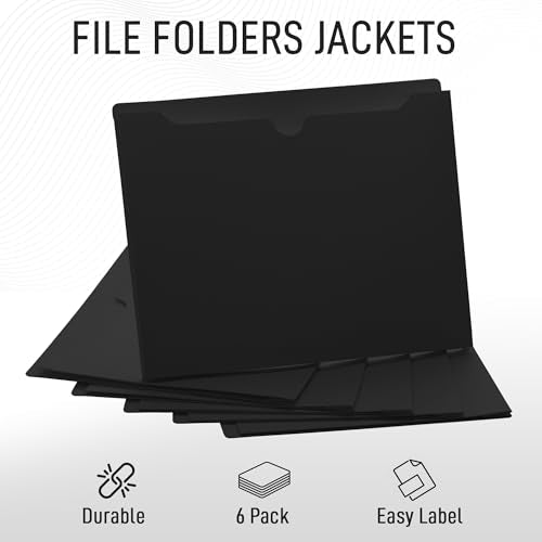 Black File Jackets, 2 Inch Expansion, Letter Size, Reinforced Straight-Cut Tab, 6 Pack - color: Black, style: 2 Inch Expansion