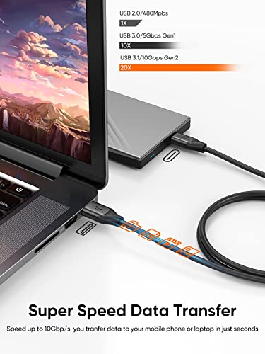 CableCreation USB C to USB A Cable 5FT, USB 3.1 3.2 Gen2 10Gbps Data Cable | USB A to C, Android Auto 3A for USB C External SSD MacBook Pro iPad, Galaxy S24/S23+, iPhone 16/15, 1.5m - color: Black, size: 5FT/1.5m
