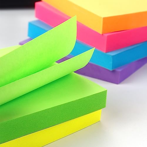 Sticky Notes 3x3 inch Bright Colors Self-Stick Pads 8 Pads/Pack 85 Sheets/Pad Total 680 Sheets - color: 8 Pads 3x3 in Bright Colors Sticky Notes