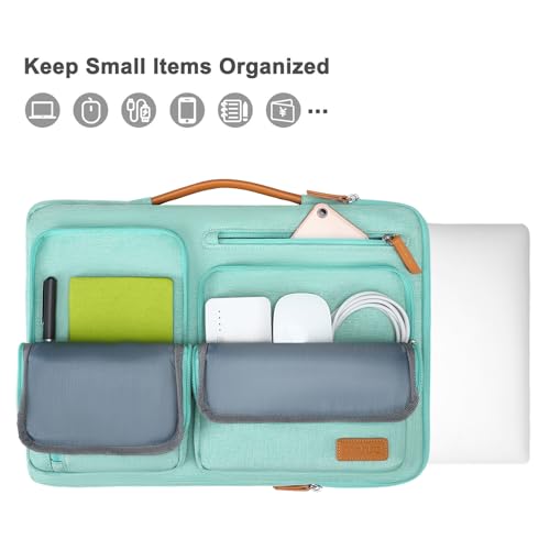 MOSISO 360 Protective Laptop Case 16 inch, 15-15.6 inch Laptop Sleeve Compatible with MacBook Pro 16, HP Acer Dell Lenovo ASUS, Side Open Carrying Case with 4 Zipper Pockets&Handle, Aqua Green - color: Aqua Green, size: 16 inch