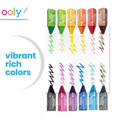 Ooly Jumbo Triangle Crayons for Toddlers Set of 12, Non-Toxic Triangle Shaped Easy to Hold Crayons for Toddler, No Rolling Crayon, Gifts for Kids - style: Jumbo Triangle