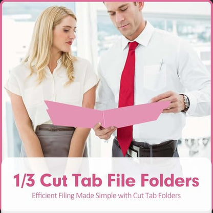 File Folder, PANDRI 120 Pack File Folder, 1/3 Cut Tab, Letter Size, Filing Folder for Office School Business, Pink - color: Pink