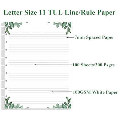 (3-Pack) A4 TUL Discbound Lined Refill Paper, 11-Disc Discbound Ruled Filler Paper, Letter Size 300Sheets / 600Pages Loose-Leaf, 100gsm, 8.5'' x 11'', Leaf - size: 300 Sheets, style: 11-Disc/Letter Size