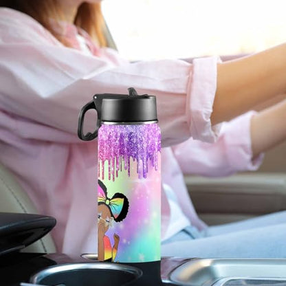 Personalized Water Bottle for Kids, Personalized Girl Water Bottle with Name Stainless Steel Insulated Cup Customized Gifts - color: Color_18