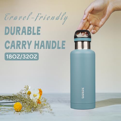 BJPKPK Insulated Water Bottle 32OZ Stainless Steel Water Bottle with Handle Double Walls Vacuum Insulated BPA Free Flask, Light Blue - color: Light Blue, size: 32 Ounces