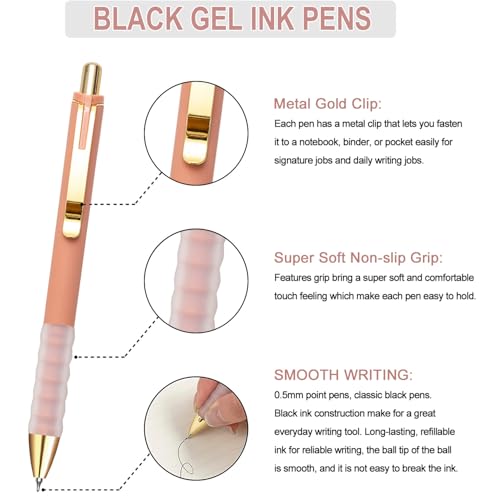 Linbsunne Gel Pens Black Ink Pen 0.5mm fine Point Pens Smooth Writing Retractable Office Supplies (18-count) - color: 18-count