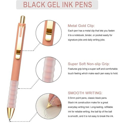 Linbsunne Gel Pens Black Ink Pen 0.5mm fine Point Pens Smooth Writing Retractable Office Supplies (18-count) - color: 18-count