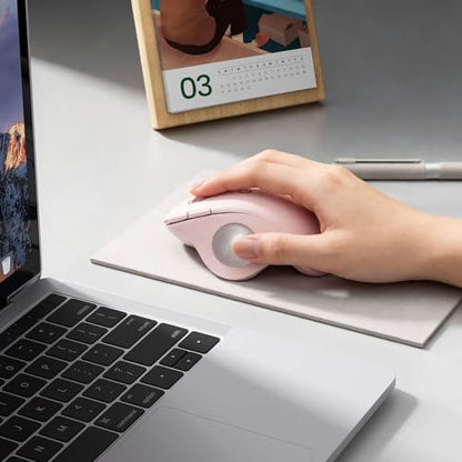 seenda Wireless Trackball Mouse, Ergonomic Bluetooth Rollerball Mouse Rechargeable, 3 Device Connection Optical Mice Adjustable DPI Thumb Control Mice Compatible for PC/Laptop/Windows/Mac - Rose Pink - color: Rose Pink