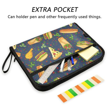 Hamburgers Cheeseburgers File Folders,Plastic Folders with 13 Pockets,Expandable File Folder for Documents School Students Office,Aesthetic Folder with Labels A4 Letter Size - color: Multi 3