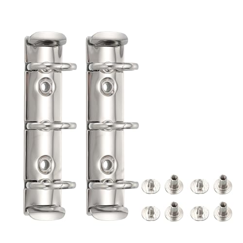 PATIKIL A8 3-Hole Ring Binder Mechanisms, 2 Set Binder Spines Replacement for Office Planners Documents Recipes Organization Storage, Silver - color: Silver