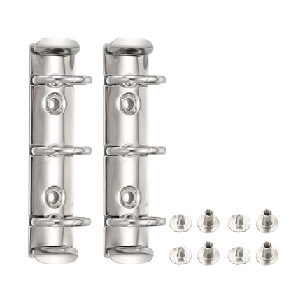 PATIKIL A8 3-Hole Ring Binder Mechanisms, 2 Set Binder Spines Replacement for Office Planners Documents Recipes Organization Storage, Silver - color: Silver