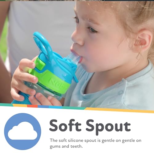 Nuby Thirsty Kids Flip-It No-Spill Toddler Sippy Cup with Soft Spout - 12 oz - 18+ Months - Aqua Camo - Back to School Essentials - color: Aqua Camo, size: 12 Ounces