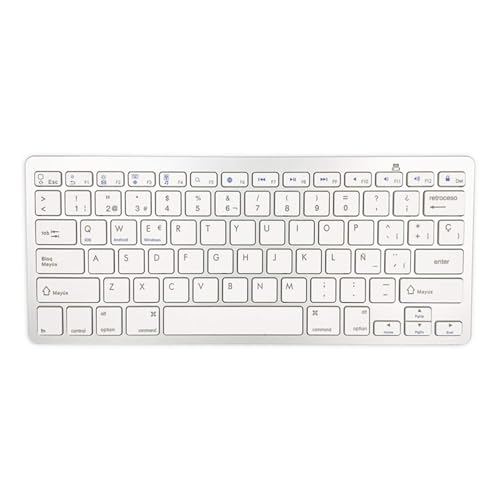 Wireless Spanish Keyboard, Minority Language Keypad Ultra Thin Lightweight Silent Bluetooth Keyboards for Laptop/PC/Tablet/Desktop/Smart TV Teclado Español (Spanish) - style: Spanish