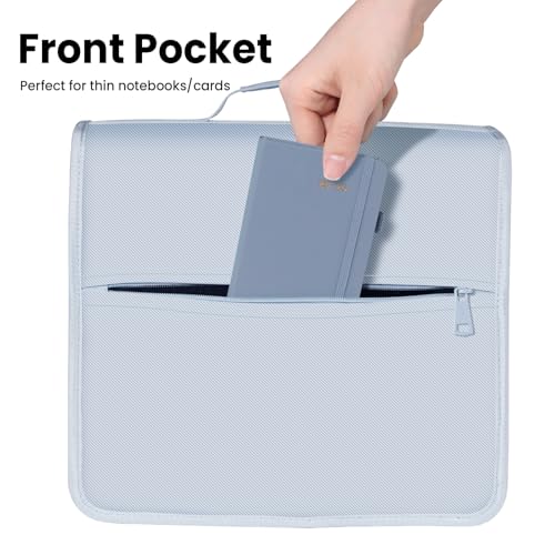 SUNEE Zipper Binder 3 Ring, 3 Inch O-Ring with Handle and Shoulder Strap, 600-Sheet Capacity, 5-Tab Expanding File Folder, Multi-Pockets for Middle School Organizer Binder with Zipper, Dusk Blue