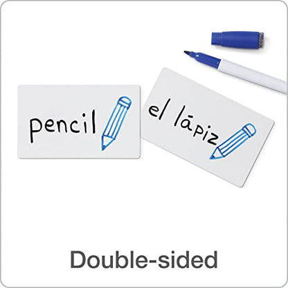 Oxford Dry Erase Index Cards, 3x5 Blank, Reusable Flash Cards, Double Sided Dry & Wet Erase Cards for Gaming, Study or Vocabulary, 100-Pack (63515) - style: 100 Blank