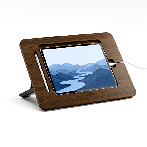 AFOOYO Bamboo Tablet Drawing Stand Tablet Holder - Portable & Adjustable 5 Angles,Laptop Stands Riser,Compatible with 12.9/13 inch iPad Pro-3rd-7th Gen(Walnut Varnish) - color: Walnut, size: Large-Fit iPad Pro 12.9/13 inches