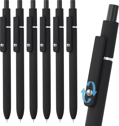 LINFANC 6 Pack Gel Pens, Black Ink Pens Fine Point Smooth Writing Pens Bulk, Soft Touch Cute Pens Aesthetic School Supplies, 0.5mm Black Pens for Journaling, Cute Office Supplies for Women & Men - color: 6pcs - Elegant Black, size: 1 Count (Pack of 6)