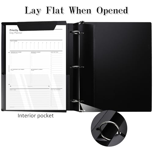 360° Pivotable 3 Ring Binder, Upgraded Foldable Binders 1 inch 12 Pack, Thin Small Three Ring Binder Fits 8.5" x 11", for Home, School and Office- Black, Purple, White, Blue, Green, Red - color: 2 Black+2 Green+2 Blue+2 Red+2 White+2 Purple, style: 12 PCS