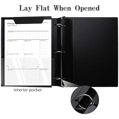 360° Pivotable 3 Ring Binder, Upgraded Foldable Binders 1 inch 12 Pack, Thin Small Three Ring Binder Fits 8.5" x 11", for Home, School and Office- Black, Purple, White, Blue, Green, Red - color: 2 Black+2 Green+2 Blue+2 Red+2 White+2 Purple, style: 12 PCS