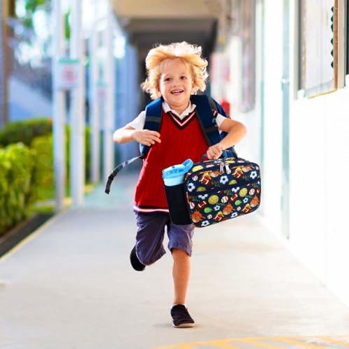 RHCPFOVR Kids Lunch Bag - Insulated Lunch Box for Boys Girls,Washable Lunch Bag and Reusable Toddler Leak-proof Lunchbox for School and Daycare - color: Deep Blue Sports