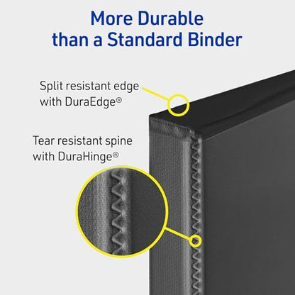 Avery Durable View 3 Ring Binder,3 Inch Slant Rings,635 Sheet Capacity,Black,Holds 8.5 x 11 Paper,3.5" Wide Spine,DuraHinge for Organizing Reports & Projects (17041),(Pack of 6) - size: 3" (Pack of 6)