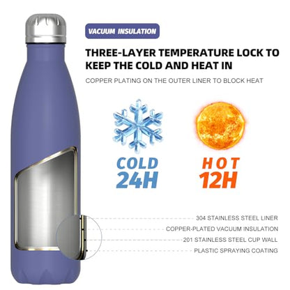 WATERSY Stainless Steel water bottles,17oz/500ml Insulated Water Bottles,Deep Blue metal water bottle Keeps Drink Cold and Hot,BPA Free kids water bottles for School,Gym,Travel,Sports - color: Deep Blue