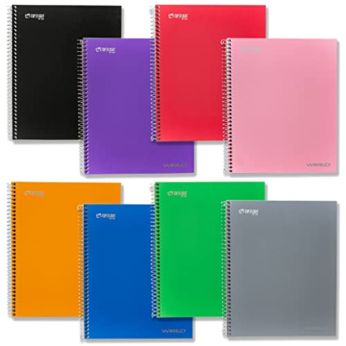 Top Flight Wired 5-Subject Wirebound Notebook with 8 Pockets, 160 Sheets, College Rule, 11 x 8.875 Inches, 1 Notebook, Cover May Vary (33182)
