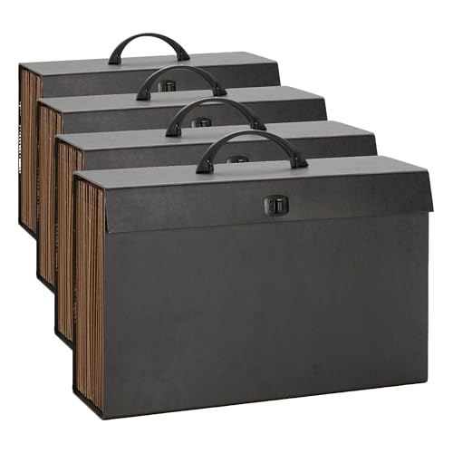 Smead A-Z and Subject Expanding File Box, 19 Pockets, Printed Alphabetic (A-Z)/Subject, Latch Closure, Legal Size, Black (70804) (Pack of 4) - color: Black, size: Legal (Pack of 4)