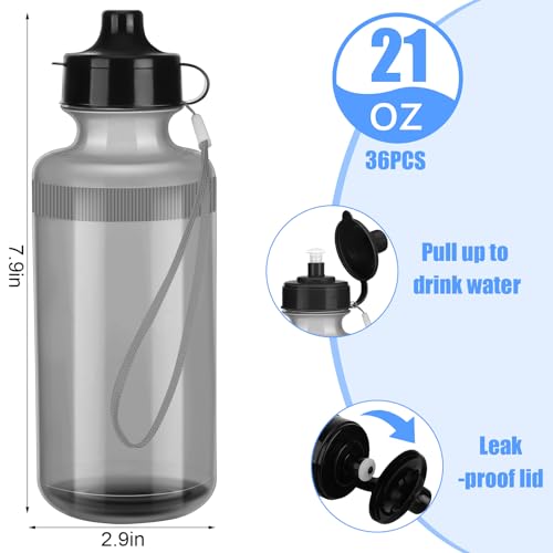 Zubebe 36 Pcs Sports Water Bottles Bulk Squeeze Reusable Plastic Water Bottles Back to School Supplies Summer Gifts for Students School Travel Hiking Cycling Event Team Gift - color: Clear Gray
