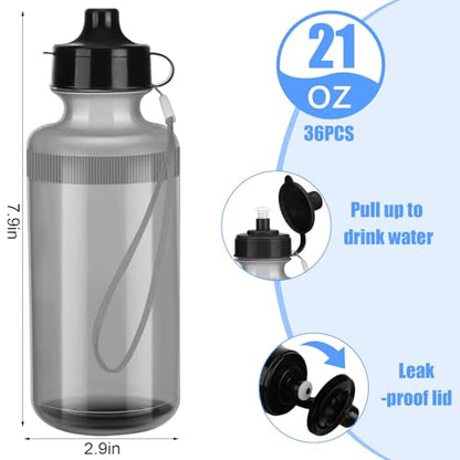 Zubebe 36 Pcs Sports Water Bottles Bulk Squeeze Reusable Plastic Water Bottles Back to School Supplies Summer Gifts for Students School Travel Hiking Cycling Event Team Gift - color: Clear Gray