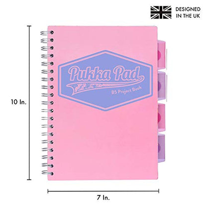 Pukka Pad 5 Subject Spiral Notebook 3-Pack - 200 Pages, 100 Sheets of 80GSM Paper with Repositionable Dividers & Perforated Edges for School & Office Planning & Organization - B5-7 X 10, Pastel - color: Pastel