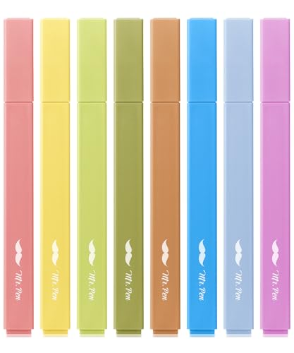 Mr. Pen- Aesthetic Highlighters No Bleed, 8 Pack, Assorted Colors | Chisel Tip, Cute Highlighters Assorted Colors for Journaling, Highlighting, Underlining, Fast Dry, Back to School Supplies - color: Autumn Colors, size: 8 Pack
