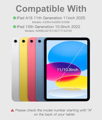 Hamile for iPad 11th 10th Generation Case with Keyboard - 7 Colors Backlit Wireless Detachable Folio Keyboard Cover with Pencil Holder for iPad A16 11-inch 2025 10th Gen 10.9 Inch 2022 (Light Gray) - color: Light Gray