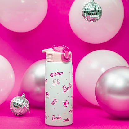 Zak Designs Barbie Porter Water Bottle for Travel and At Home, 19 oz Vacuum Insulated Stainless Steel with Locking Spout Cover, Built-In Carrying Loop, Leak-Proof Design (Barbie) - color: Barbie