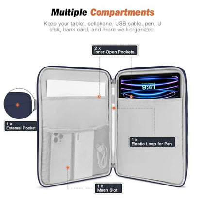 MoKo 13 Inch Tablet Sleeve Bag Carrying Case with Accessory Pocket | Fits iPad Pro 13-inch M5, iPad Air 13-inch M4/M3, iPad Pro 12.9 M2/M1 and Galaxy Tab S8+/S9+ 12.4, Dark Blue - color: Indigo, size: 12.9-13 inch