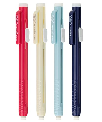 Mr. Pen- Retractable Mechanical Eraser Pens, 4 Pack, Vibrant Colors | Latex-Free Precision Pencil Erasers for Artists, Students, Drawing, Sketching & Drafting - color: Vibrant, size: Pack of 4