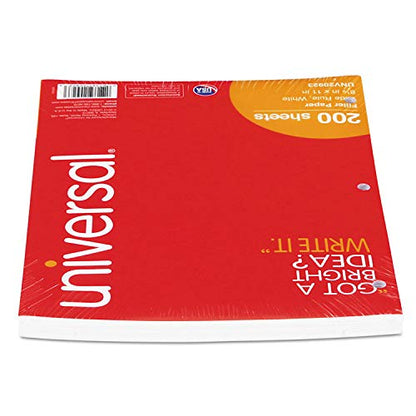 Universal 20923 Filler Paper, 8 1/2 x 11, Wide Rule, White, 200 Sheets/Pack
