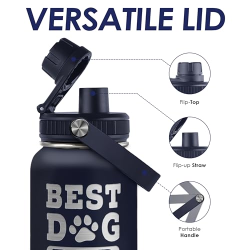 Dog Dad Gift, Insulated Stainless Steel Water Bottle 32oz, Best Dog Dad Ever, Vacuum Chug Lid Travel Tumbler for Men Friends Puppy Lovers, Gift for Birthday Christmas Fathers Day - color: Dog Dad