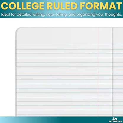 1InTheOffice College Ruled Composition Notebook, Marbled Composition Notebook, 9.75" x 7.5", Black Marble Cover, 100 Sheets/Pack, 12 Pack